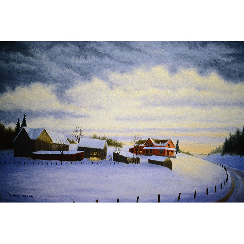 Farm in Winter by Rodney Robert Brown 14x21