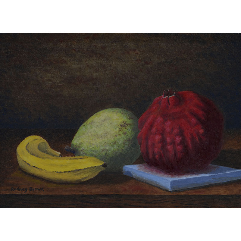 Pomegranate, D'Ajou and Banana by Rodney Robert Brown 8x11