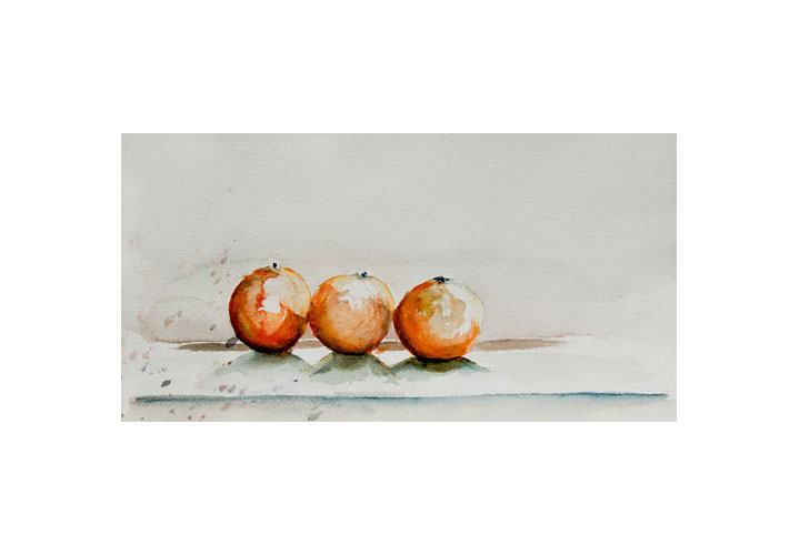 Oranges 12″ x 6.5″ Watercolour on Arches 140 lb. Cold Press Paper by Denny Manchee