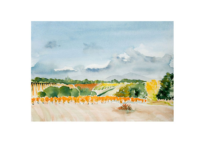 Roussillon Fall 20″ x 14″ Watercolour on Arches 140 lb. Cold Press Paper by Denny Manchee
