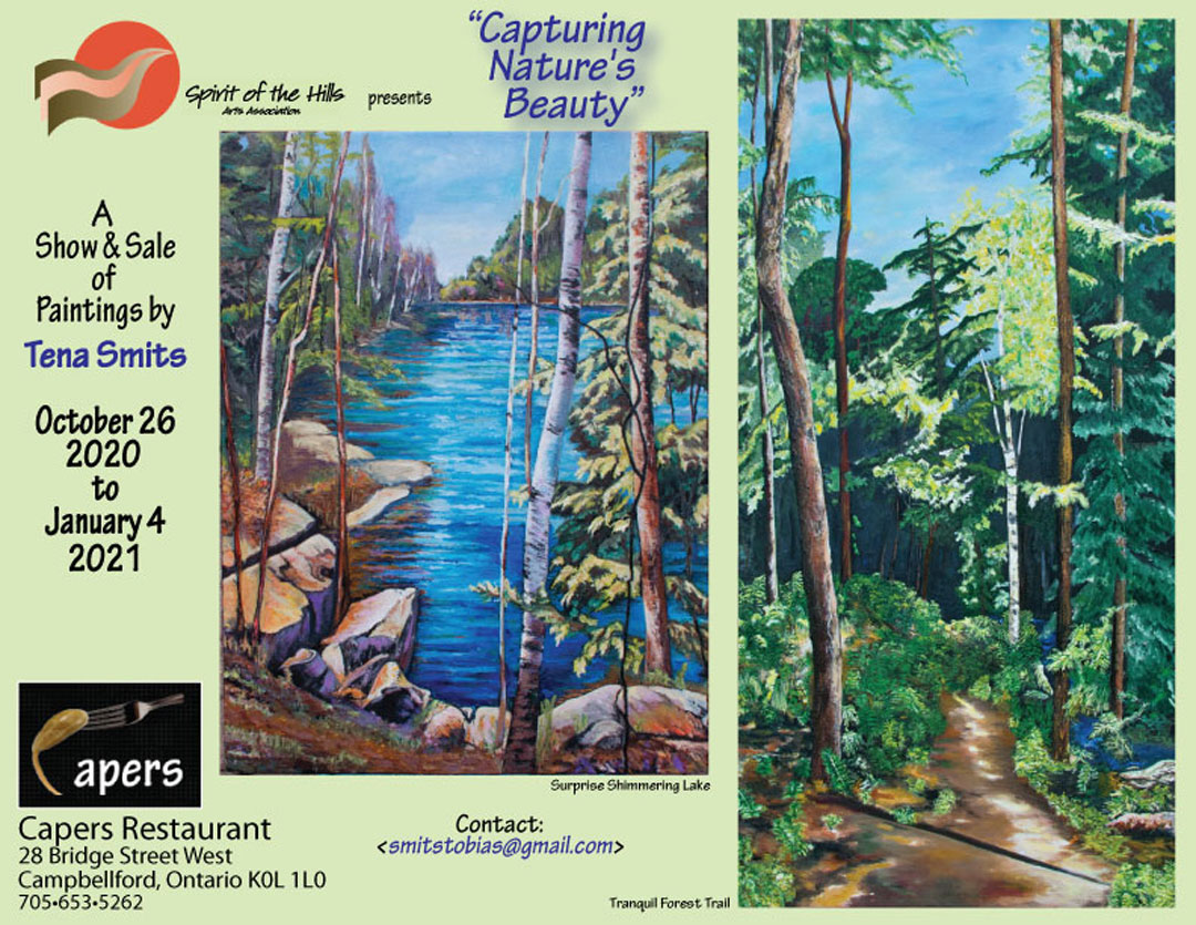 Capturing Nature's Beauty poster.  A show and sale of paintings by Tena Smits